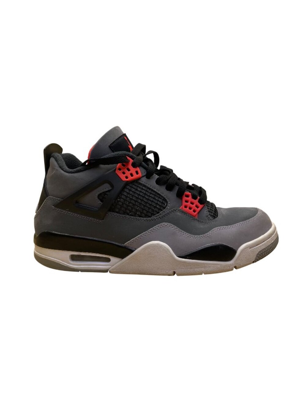 Air Jordan Men's Gray & Red Nubuck Retro 4 GS "Infrared" Sneakers Size 9.5